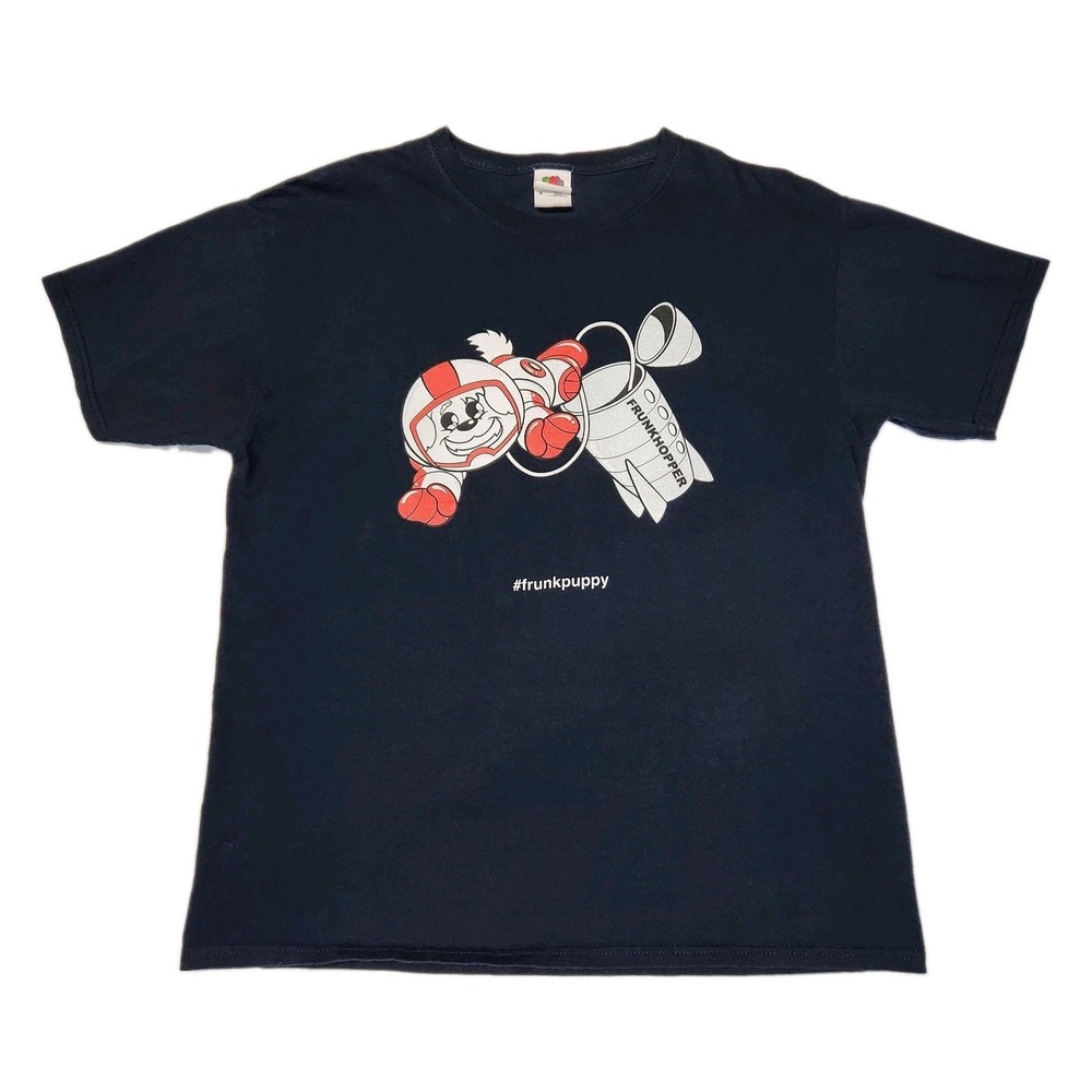 Tesla Frunkpuppy Frunkhopper Graphic T Shirt Black Size L Fruit Of The Loom